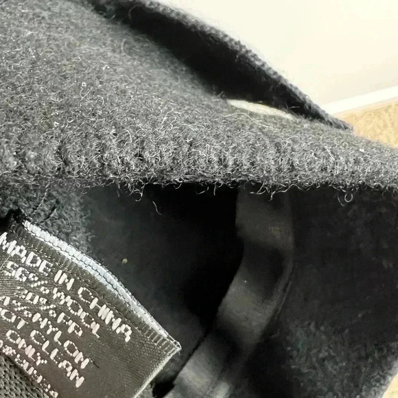 August Cloche Black Wool Hat Oversized Studded Attached Bow - Picture 6 of 10